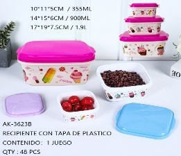 Contenitori rettangolari per alimenti con design a gelato, 355 ml, 900 ml, 1,9 l, con coperchi, set da 4, per uso in cucina - Product Image 1