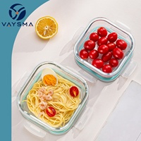 Contenants de stockage alimentaire en verre carrés avec couvercles hermétiques, bol en verre borosilicate de haute qualité, compatible micro-ondes et congélateur