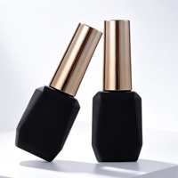 Flacon en verre noir de luxe 12ml 15ml pour gel UV, avec pinceau et couvercle doré, personnalisable avec logo et couleur, pour vernis à ongles en gel, contenants vides, fourniture