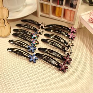 Rhinestone Black Hair <b>Clip</b> Side <b>Clip</b> With Crystal Flower Design Daily Wear Metal Headdress Accessory - Product Image 4