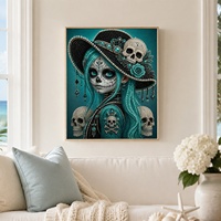 Décoration d'Événements d'Halloween Fournie par le Fabricant d'Origine, Décoration de Chambre à Coucher, Produit Artisanal, Squelette, Peinture Perle 5D, Art