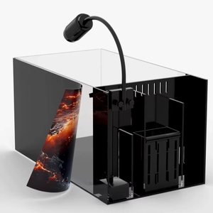 Kleine 24l Vierkante Glazen Milieuvriendelijke Moderne Desktop Kant Overloop Zoetwater Aquarium Voor Kantoor - Product Image 2