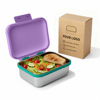 Lekfre Boîte à lunch en acier inoxydable de couleur violette pour aliments chauds Boîte à lunch en acier inoxydable pour enfants avec couvercle en plastique Boîte à lunch pour adultes