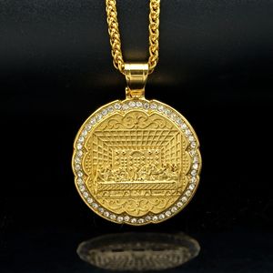 Collana con Ciondolo Hip Hop Gesù Iced Out CZ Ultima Cena Vintage Cattolica Impermeabile Antiossidante in Acciaio Inossidabile per Uomo - Product Image 2