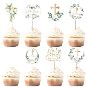 DAMAI Paquete <span class=keywords><strong>de</strong></span> 35 Adornos <span class=keywords><strong>para</strong></span> Cupcakes con Cruz y Corona Blanca, Decoración <span class=keywords><strong>para</strong></span> Cupcakes <span class=keywords><strong>para</strong></span> Bautizo Cristiano, <span class=keywords><strong>Primera</strong></span> Comunión <span class=keywords><strong>de</strong></span> Niños y <span class=keywords><strong>Niñas</strong></span> - Product Image 1