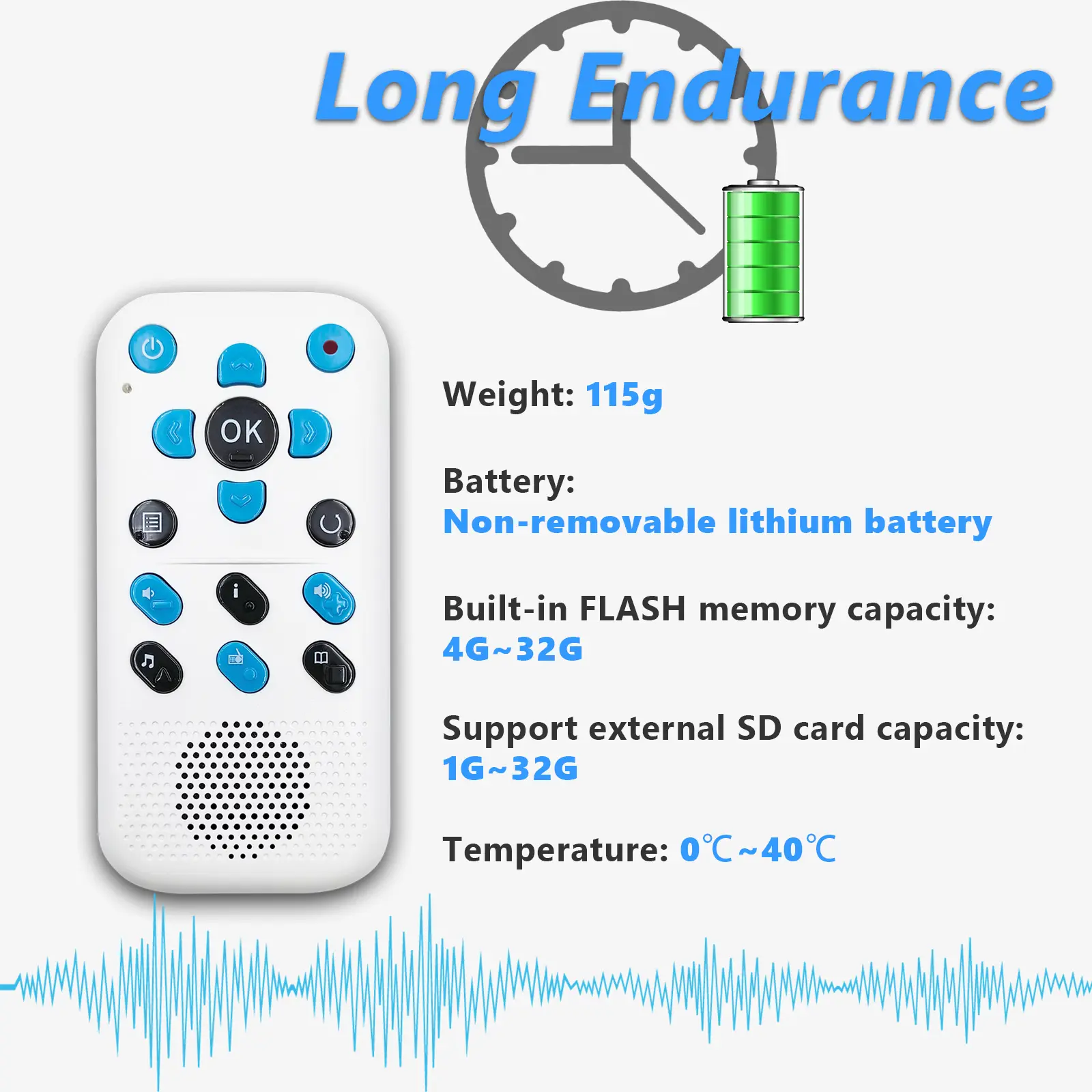 เครื่องเล่นหนังสือเดซี่ E10พร้อมที่จัดเก็บข้อมูล USB อ่านออกสำหรับคนตาบอดและผู้บกพร่องทางการสายตา