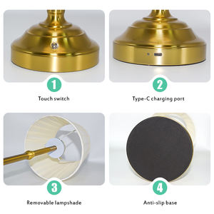 OEM & ODM カスタマイズ対応 ワイヤレス照明 ラグジュアリー ホームデコ スタイル エレガント コードレス ファブリック テーブルランプ - Product Image 4