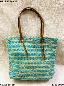 Sacs de soirée multicolores faits à la main en jute et coton pour femmes Sacs à main décontractés à usage quotidien - Product Image 3