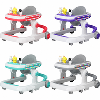 Plateau de jeu amovible pour bébé marchette 4 en 1 avec roues et siège marchettes pliables et centre d'activités pour garçons filles 6-12 mois