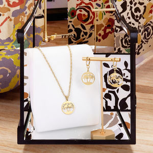 Conjunto de Collar y Aretes de Acero Inoxidable con Baño de Oro de 14K y Diseño de Cocotero, Resistente al Agua, Chapado en Oro de 24K, Regalo de Navidad para Venta al por Mayor - Product Image 2