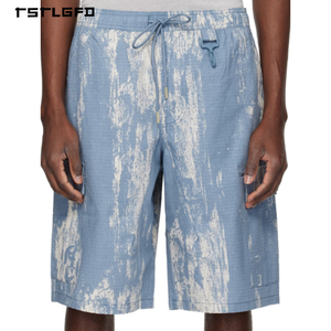 OEM ODM Bleach Wash Shorts Relaxed Fit Polyester Blend Summer Street Style Cargo Shorts - Product Image 4