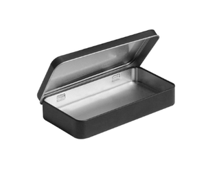 Grosir kotak timah pelat timah logam persegi panjang kecil hitam putih perak kaleng berengsel Mini untuk hadiah rokok kemasan permen Mint - Product Image 2