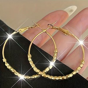 Pendientes de aro cuadrados para mujer, diseño redondo texturizado, accesorios para las orejas de uso diario - Product Image 2