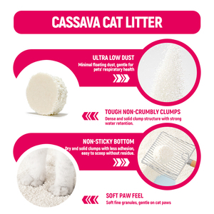 Arena para <span class=keywords><strong>Gatos</strong></span> de Yuca Natural a <span class=keywords><strong>Precio</strong></span> de Fábrica, Aglomeración Fuerte, Sin Polvo, Ecológica, Desechable por el Inodoro, Blanca, 2.5kg, Suministros para Mascotas - Product Image 3