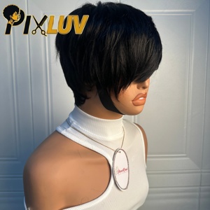 Pelucas <span class=keywords><strong>de</strong></span> Cabello Humano al por Mayor, Peluca Corta <span class=keywords><strong>de</strong></span> Cabello Natural con Corte Pixie, Color <span class=keywords><strong>Piano</strong></span>, Sin Pegamento, Hecha a Máquina, con Flequillo, Estilo <span class=keywords><strong>Cola</strong></span> <span class=keywords><strong>de</strong></span> Lobo Corta - Product Image 2