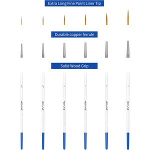 Ensemble de 6 pinceaux d'artiste à pointe <span class=keywords><strong>fine</strong></span>, poils en nylon, manche en bois, <span class=keywords><strong>extra</strong></span> longs, pour peinture acrylique, huile, <span class=keywords><strong>aquarelle</strong></span> - Product Image 4