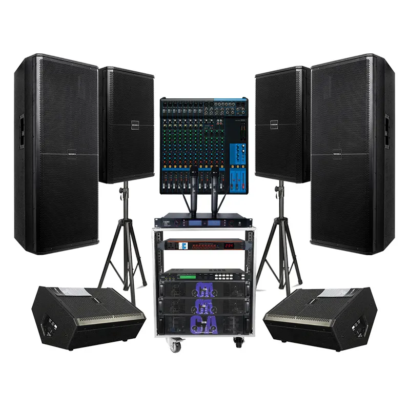 Vofull gamma completa powered monitor dj line array professionale sistema audio di altoparlanti