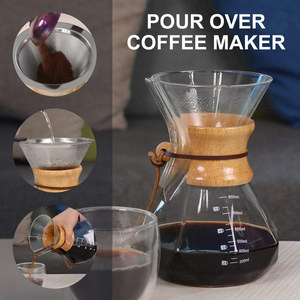 Cafetière à Verser Emode en Forme de Diamant Tout-en-Un avec Filtre, <span class=keywords><strong>Carafe</strong></span> à Café en Verre Borosilicate de 20 oz (600 ml) - Product Image 4