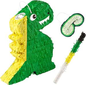 Pinata de dinosaure personnalisé avec bandeau et chauve-souris pour les fêtes d'anniversaire, carnaval à thème pour enfants et événements connexes, célébration et Dec - Product Image 1
