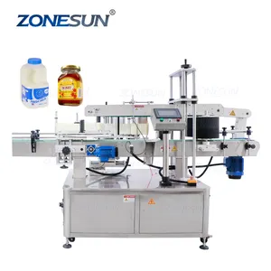ZONESUN ZS-TB600T Flat Square Sticker Adhesive Rectangle Bottle Three Side Labeling Applicator Machinery Automatic