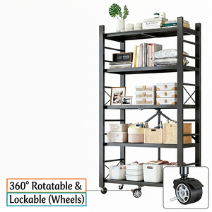 Étagère de rangement moderne en acier au carbone robuste de 80 cm, sans assemblage, CA006, pliable, réglable en hauteur, à plusieurs niveaux - Product Image 6