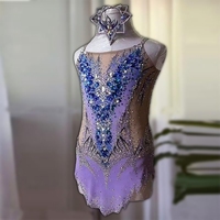 Robe de gymnastique personnalisable pour filles Costumes de danse de ballet rythmique violet Design une pièce pour salle de bal pour enfants