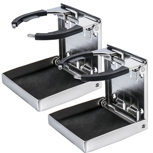 Nuovo Portabicchieri Pieghevole in Acciaio Inox 316 di Grado Marino, Lucidato a Specchio, per Accessori Interni di Cabine Nautiche - Product Image 1