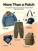 Écussons en tissu toile tissé de haute qualité avec logo personnalisé, faits à la main, durables et éco-responsables, à coudre sur les chapeaux et les uniformes scolaires