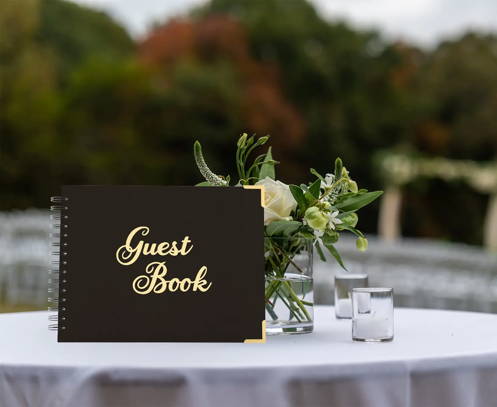 Custom Logo Printed blank black personalized wedding guest book