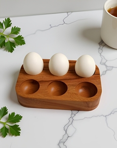 Acacia Wooden <b>Egg</b> Tray for 6 <b>Eggs</b> Handmade Rustic <b>Egg</b> Holder <b>Storage</b> Organizer Farmhouse Kitchen Countertop Display - Product Image 1