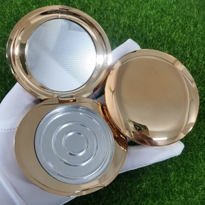 H005 özelleştirilmiş yedek altın ince toz kek kutusu Metal Oval kutu alüminyum ayna kozmetik ekran baskı logosu - Product Image 1