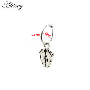 Alisouy 1pc Steel Heart Star Dangle Captive Bead Ring Ear Hoop Nose Ring Tragus Cartilalge Earring Piercing Ring Body Jewelry - Product Image 6