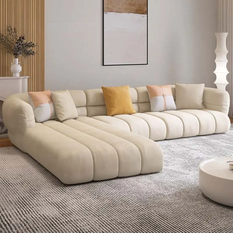 Muebles nórdicos simples para el hogar, sofá de esquina, sala de estar de lujo, sofá de tela de terciopelo Modular moderno
