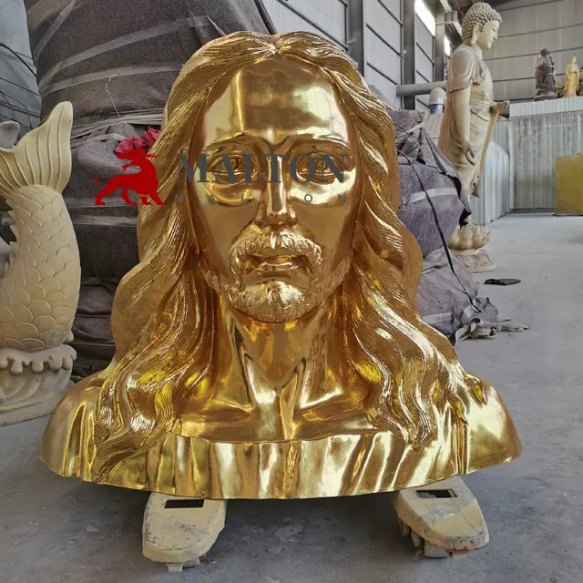 बिक्री के लिए शीसे रेशा प्राचीन Electroplated यीशु मसीह बस्ट मूर्तिकला के लिए मेमोरी