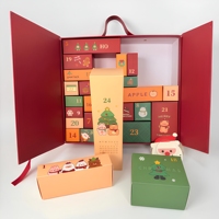Boîte à bijoux magnétique rigide personnalisée, réutilisable, boîte à compte à rebours de Noël, boîte à plusieurs tiroirs, fermeture magnétique pour emballage de cadeaux festifs