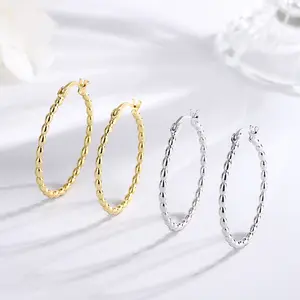 round high quality gold beaded big silver hoop earrings 925 sterling silver designer hoop earrings