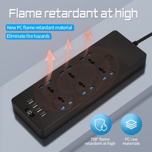 4 cổng USB Power Strip 3000W phổ xách tay du lịch cắm Adapter sạc điện thoại thông minh/máy tính bảng Ổ cắm điện - Product Image 4