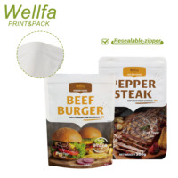 Viande congelée refermable personnalisée, boeuf, poivre, steak, burger, emballage à barrière haute pochette à fond plat écologique et étanche