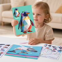 Ensemble de puzzles autocollants à faire soi-même pour enfants, jeu d'activités créatives d'art et d'artisanat, puzzle de peinture à stickers multi-thèmes pour enfants