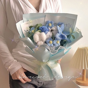 Elegante Bouquet di Rose e Tulipani Annodati a Mano con Fiori in Filato, <span class=keywords><strong>Regalo</strong></span> Transfrontaliero per San Valentino e <span class=keywords><strong>Compleanno</strong></span> della <span class=keywords><strong>Fidanzata</strong></span> - Product Image 4