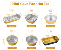 Moule à gâteau jetable en aluminium doré pour mini-four, avec couvercle en plastique, pour micro-ondes, idéal pour desserts et cheesecakes