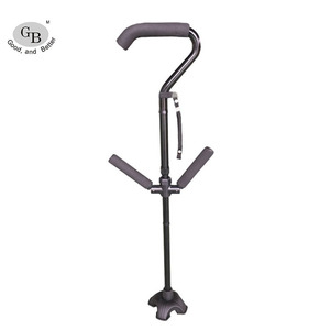 Ezup Cane Folding Aluminum Alloy Adjustable Height Anti Slip Walking <b>Stick</b> For Seniors With Curved Handle And Knee Bar Support - Product Image 5