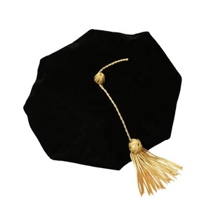 Cappello da Dottore in Velluto di Lusso Personalizzato, 8 Pannelli, in Poliestere, con Nappa Dorata, Unisex, per Studenti Universitari - Vendita all'Ingrosso - Product Image 3