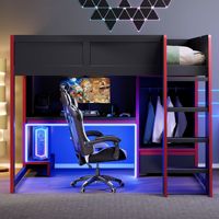 Lit superposé moderne et cool pour enfants JINS, lit mezzanine en bois avec table de jeu pour garçons, lit superposé pour enfants tendance