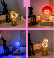 Ampoule LED en forme de lettre A70 en verre, personnalisée pour les fêtes de Noël, décorative, E40 DC3V, visage souriant, amour, charge TYPE-C, veilleuse CE