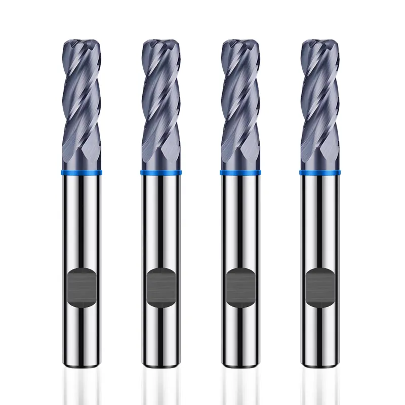 Azzkor TGB Weldon Shank Carburo sólido 4 flautas Corner Radius End Mill Herramienta de corte HRC58 Fresa de punta redonda