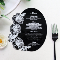 Tarjeta de Menú de Acrílico Negro con Forma Irregular Personalizada con Texto en Lámina Blanca para Eventos de Celebración de Cumpleaños/Bodas/Navidad