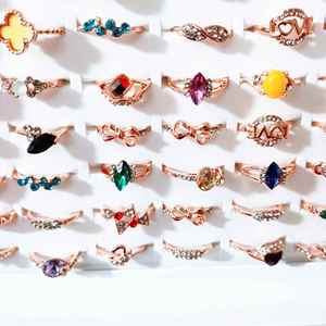 <b>Cheap</b> Jewelry Mixed Bulk Rose Gold Zircon Diamond <b>Crystal</b> Rings for Women Girls Wedding Finger Ring Party Jewelry Gift - Product Image 6
