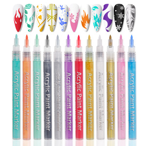 ปากกาเพ้นท์เล็บลายกราฟฟิกกันน้ำ ดีไซน์ยอดนิยม 12 สี สำหรับทำเล็บเจลอะคริลิค เหมาะสำหรับร้านเสริมสวย - Product Image 1