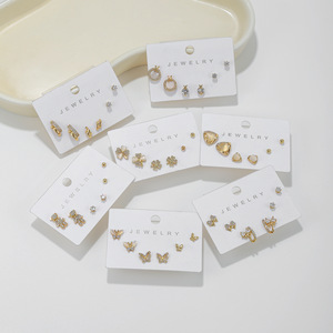 ZUOLA Set di 6 <span class=keywords><strong>Orecchini</strong></span> in <span class=keywords><strong>Argento</strong></span> S925 con Cuore e Occhio di <span class=keywords><strong>Gatto</strong></span>, Placcati in Oro 18K, Gioielli Geometrici Atmosferici per Donne - Product Image 2